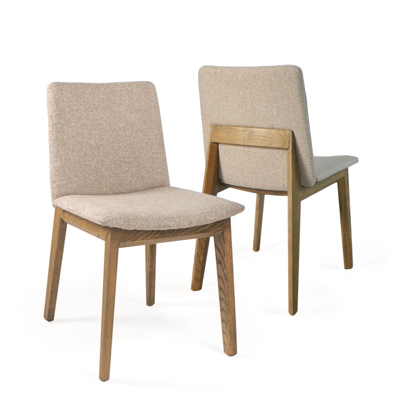 Upholstered Fabric Open Back Dining Side Chairs (Set of 2) - Beige