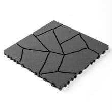 Load image into Gallery viewer, Stone Style Patio Deck Tiles, Diy Interlocking Outdoor Indoor Floor Tiles (Set of 44) - Dark Gray
