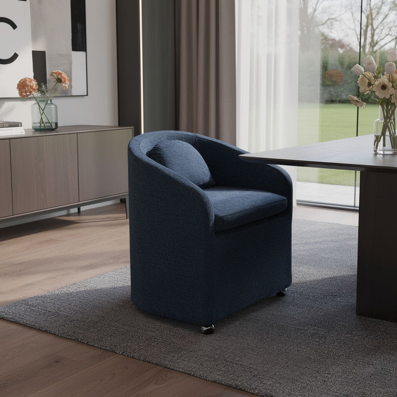 Chenille Wing Back Dining Side Chair - Blue