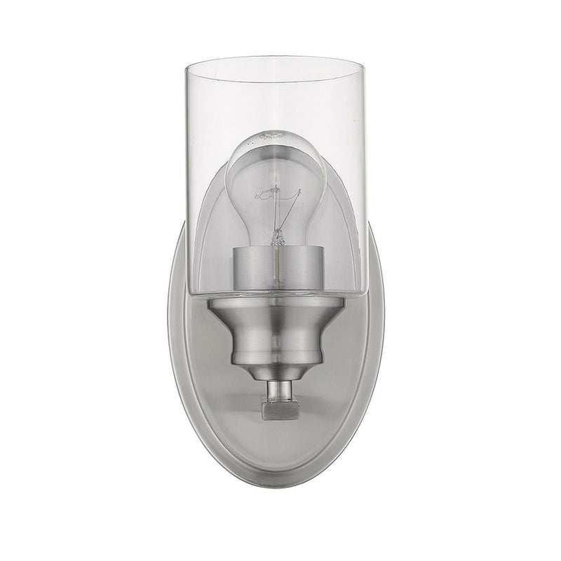 One Light Wall Light With Clear Glass Shade - Silver