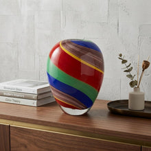 Load image into Gallery viewer, Striped Murano Style Art Table Vase - Red / Green / Red
