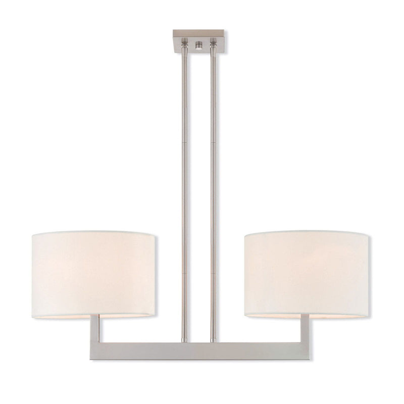 22" Two Light Dimmable Chandelier With Shades - Nickel