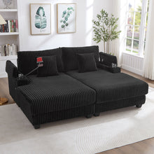 Load image into Gallery viewer, Modern Chaise Sofa With Adjustable Backrest, Cup Holders, Phone Holder &amp; Storage Compartments For Living Room
