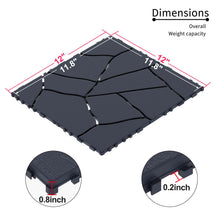 Load image into Gallery viewer, Stone Style Patio Deck Tiles For Porch (Set of 44) - Gray
