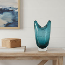 Load image into Gallery viewer, Bubble Oval Table Vase - Cerulean / Clear
