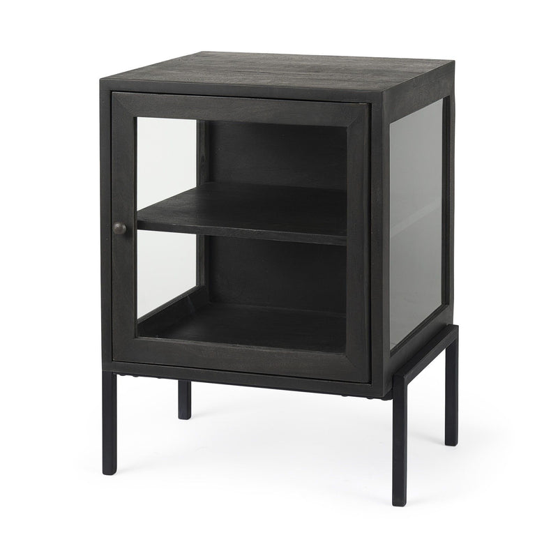 26" Solid Wood Square End Table - Black And Brown