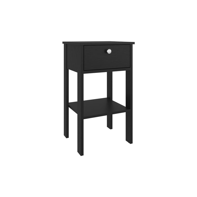 Wood One Drawer Nightstand - Black
