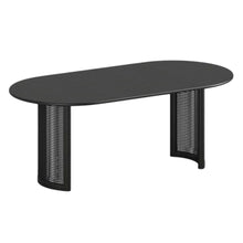 Load image into Gallery viewer, 79" Solid Wood Mirrored Double Pedestal Base Dining Table - Black
