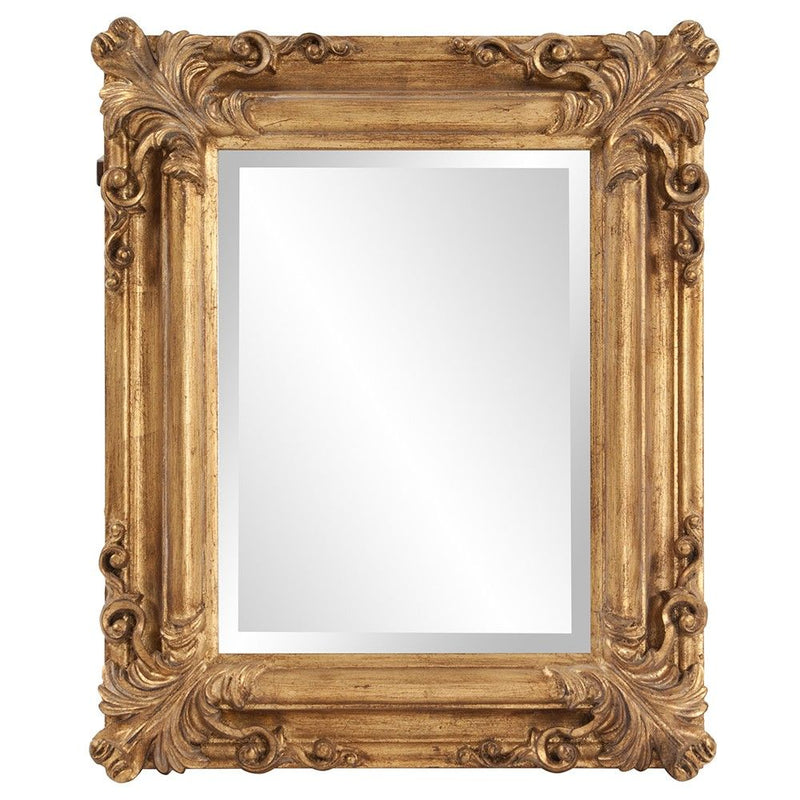 23" Antiqued Ornate Scroll Framed Accent Mirror - Gold