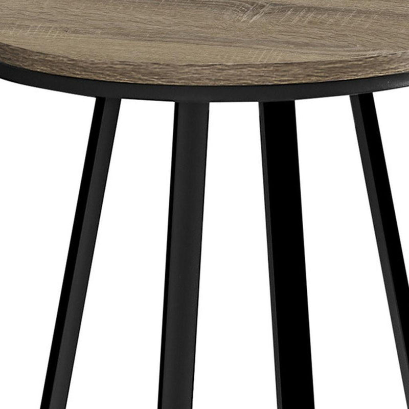 Taupe Round End Table - Black And Deep