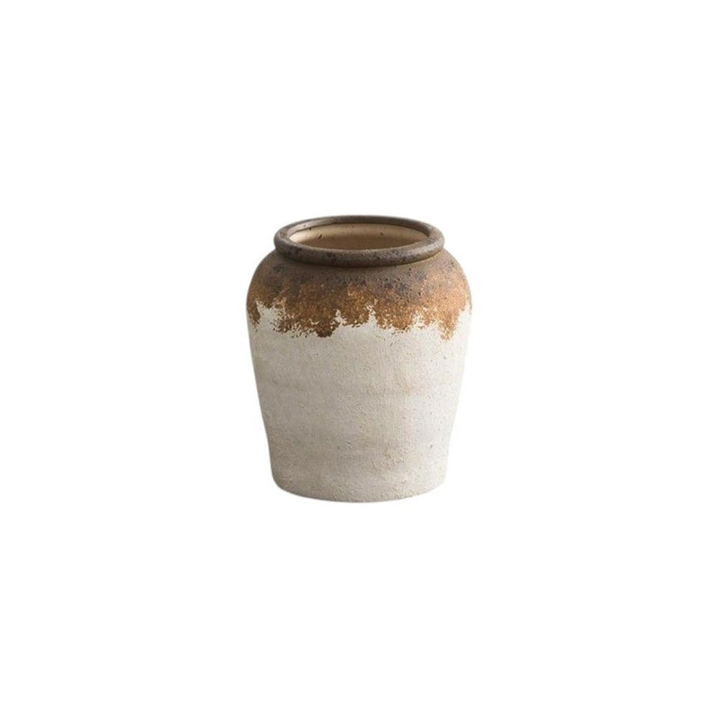Block Round Table Vase - Brown / White