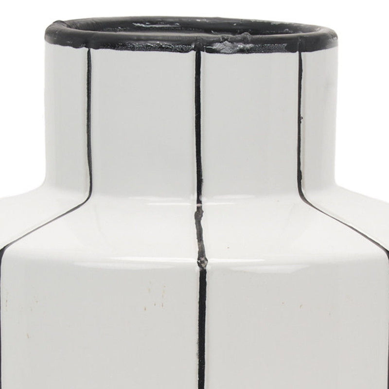 Striped Cylinder Table Vase (608359) - White / White