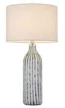 Load image into Gallery viewer, Glass Table Lamp With White Drum Shade - Aqua And Gray
