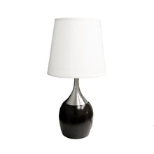 Load image into Gallery viewer, Gourd Table Lamp With White Tapered Drum Shade - Black And Silver
