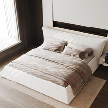 Load image into Gallery viewer, King Size Platform Bed With Special-Shaped Headboard - Cream
