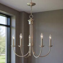 Load image into Gallery viewer, 24" Five-Light Dimmable Chandelier With Shades - Nickel
