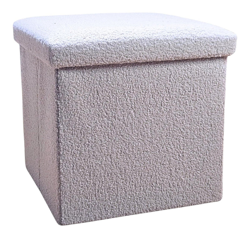 12" Boucle Cube Storage Ottoman - Gray