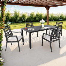 Load image into Gallery viewer, 5 Pieces Outdoor Patio Dining Set, Rectangular Table And 4 Stationary Dining Chairs - Ember Black
