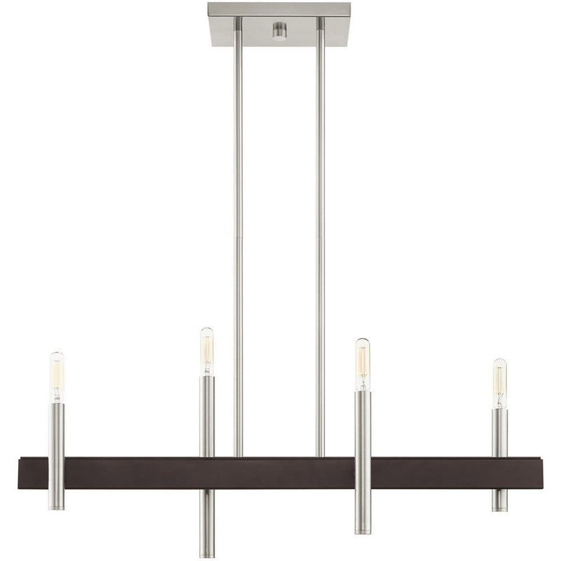 Four Light Dimmable Chandelier With Shades - Nickel