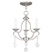 Load image into Gallery viewer, 17" Three Light Metal Dimmable Chandelier With Shades - Nickel
