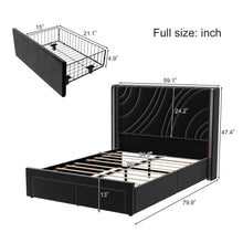 Load image into Gallery viewer, Modern Upholstered LED Bed Frame With Storage Drawers, Wingback Headboard, RGB Light
