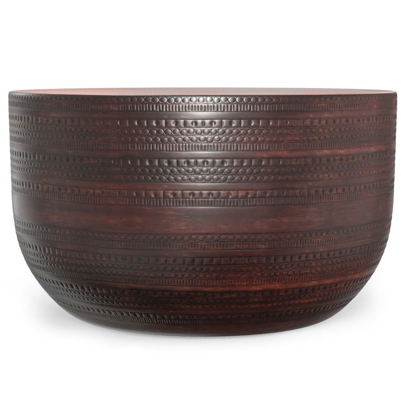 Metal Round Drum End Table - Bronze