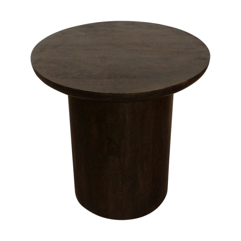 24" Distressed Solid Wood Round Pedestal End Table - Dark Brown