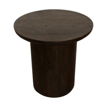 Load image into Gallery viewer, 24" Distressed Solid Wood Round Pedestal End Table - Dark Brown
