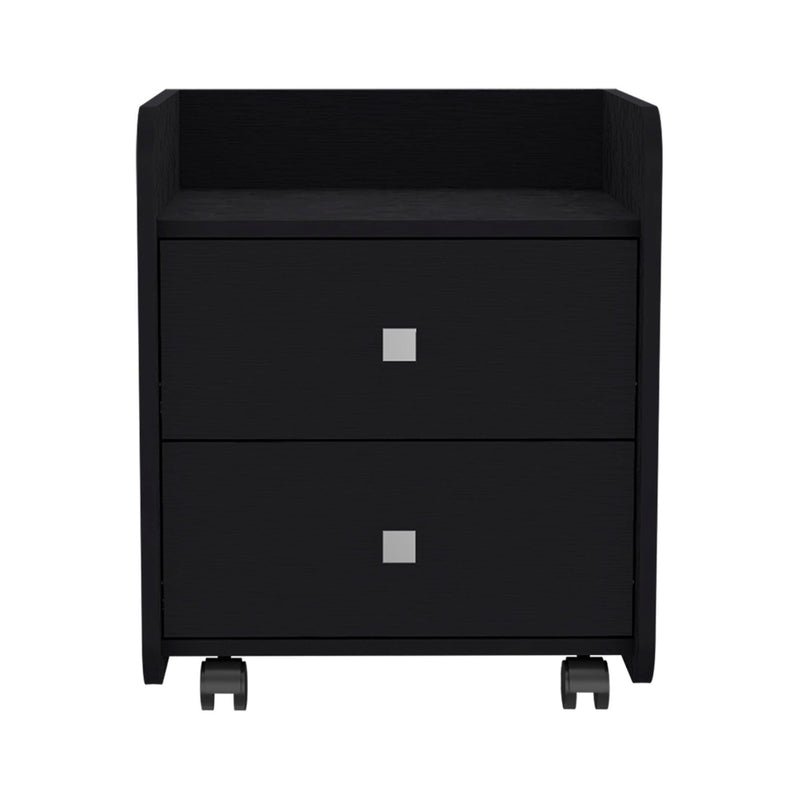 Wood Two Drawer Nightstand (734186) - Black