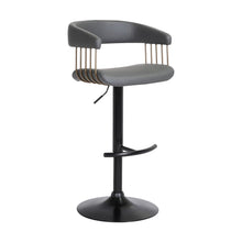 Load image into Gallery viewer, Faux Leather With Metal Swivel Adjustable Height Bar Chair - Gray, Gold And Black

