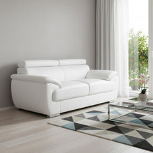 Load image into Gallery viewer, Faux Leather Love Seat - White / Silver
