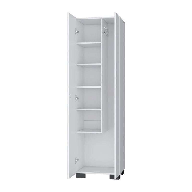 71" Wood Two Door Utility Cabinet - White