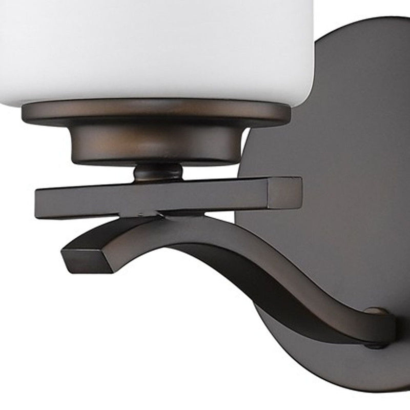 One Light Bronze And Glass Wall Sconce - Bronze
