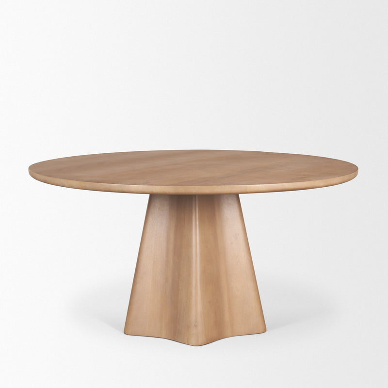 Solid Wood Pedestal Base Round Top Dining Table (727898) - Brown