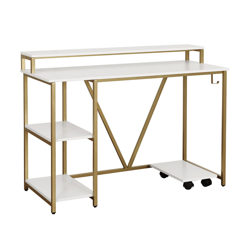 Stainless Computer Desk - Gold / White