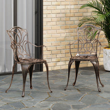 Load image into Gallery viewer, Outdoor Dining Chair With Floral Design And Curved Saber Legs (Set of 2) - Copper
