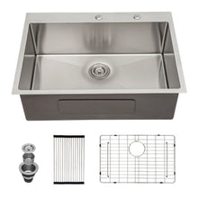 Load image into Gallery viewer, Drop In Kitchen Sink, 16 Gauge Stainless Steel, Single Bowl, Topmount Basin
