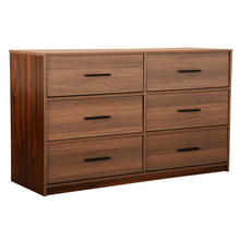 Load image into Gallery viewer, Wood Six Drawer Dresser - Walnut
