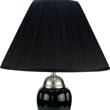 Load image into Gallery viewer, Ceramic Urn Table Lamp With Black Empire Shade - Black And Silver

