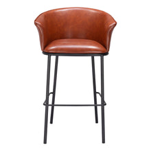 Load image into Gallery viewer, Faux Leather And Steel Bar Height Bar Chair - Brown And Black
