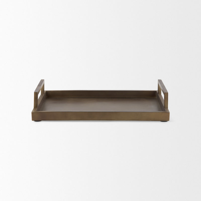 Aluminum Hand Finished Serving Tray With Handles (731275) - Gold