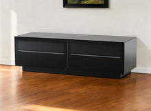 Load image into Gallery viewer, 59" Glass And Wood Enclosed Storage TV Stand - Black
