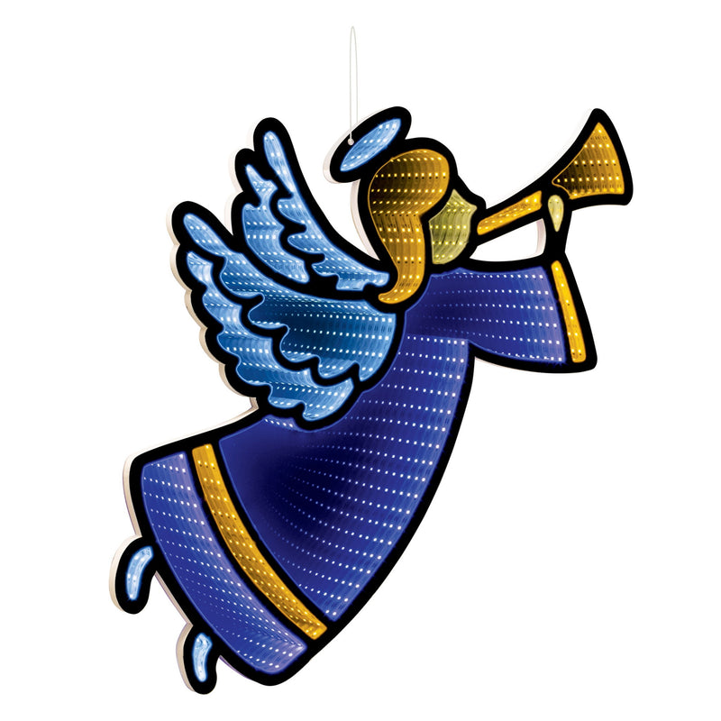 Angel Christmas Tabletop Sign With LED - Blue / Yellow