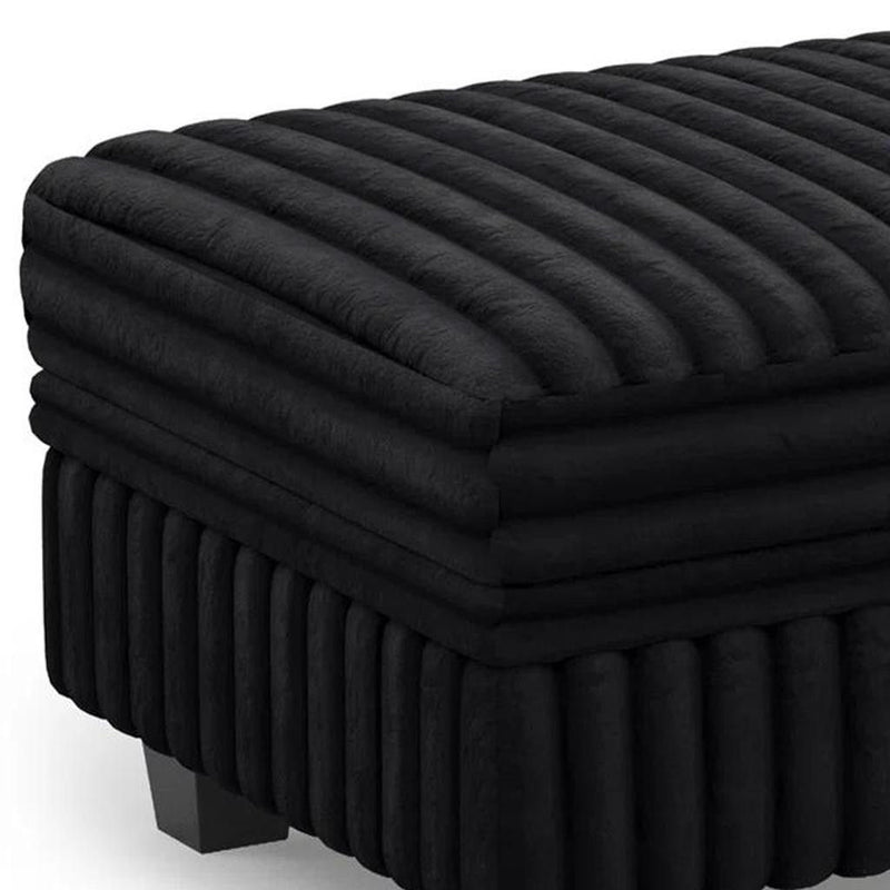 Faux Fur Storage Ottoman - Black