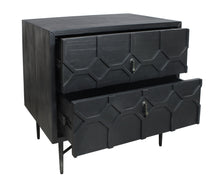 Load image into Gallery viewer, 28" Distressed Two Drawer Solid Wood Nightstand - Black
