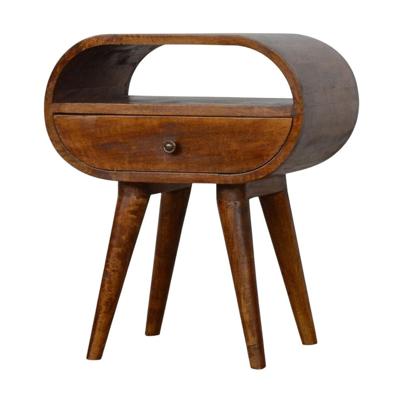 21" Solid Wood Oval One Drawer Nightstand - Chestnut