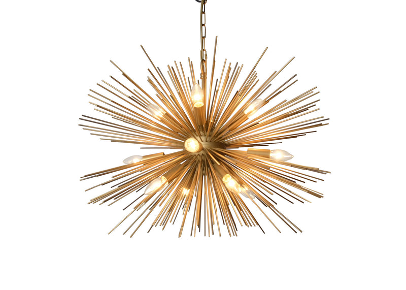 Sputnik Twelve Light Metal Chandelier - Gold