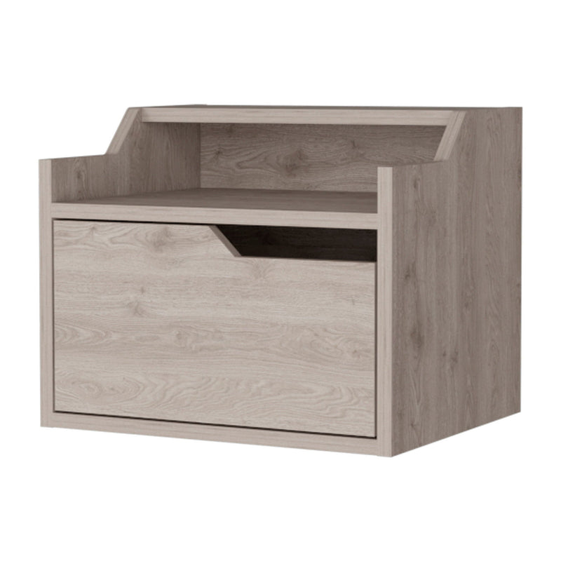 13" One Drawer Faux Wood Floating Nightstand - Gray