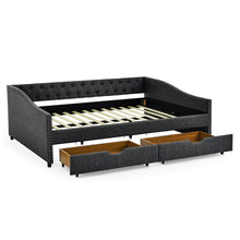 Load image into Gallery viewer, Upholstered Tufted Daybed With 2 Drawers, Waved Arms
