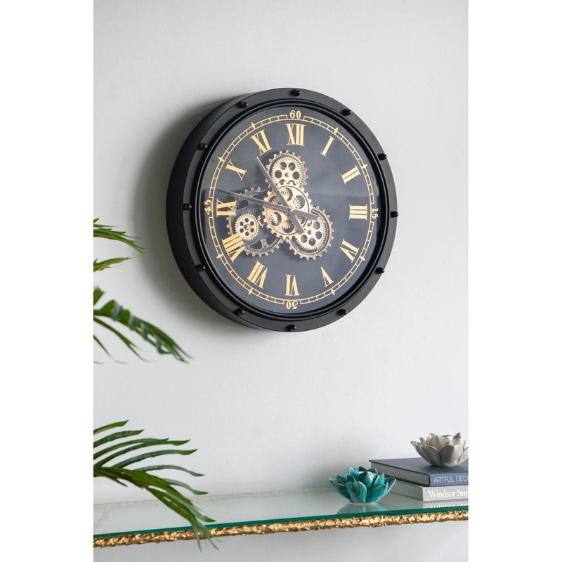 Circle Analog Wall Clock - Black / Gold